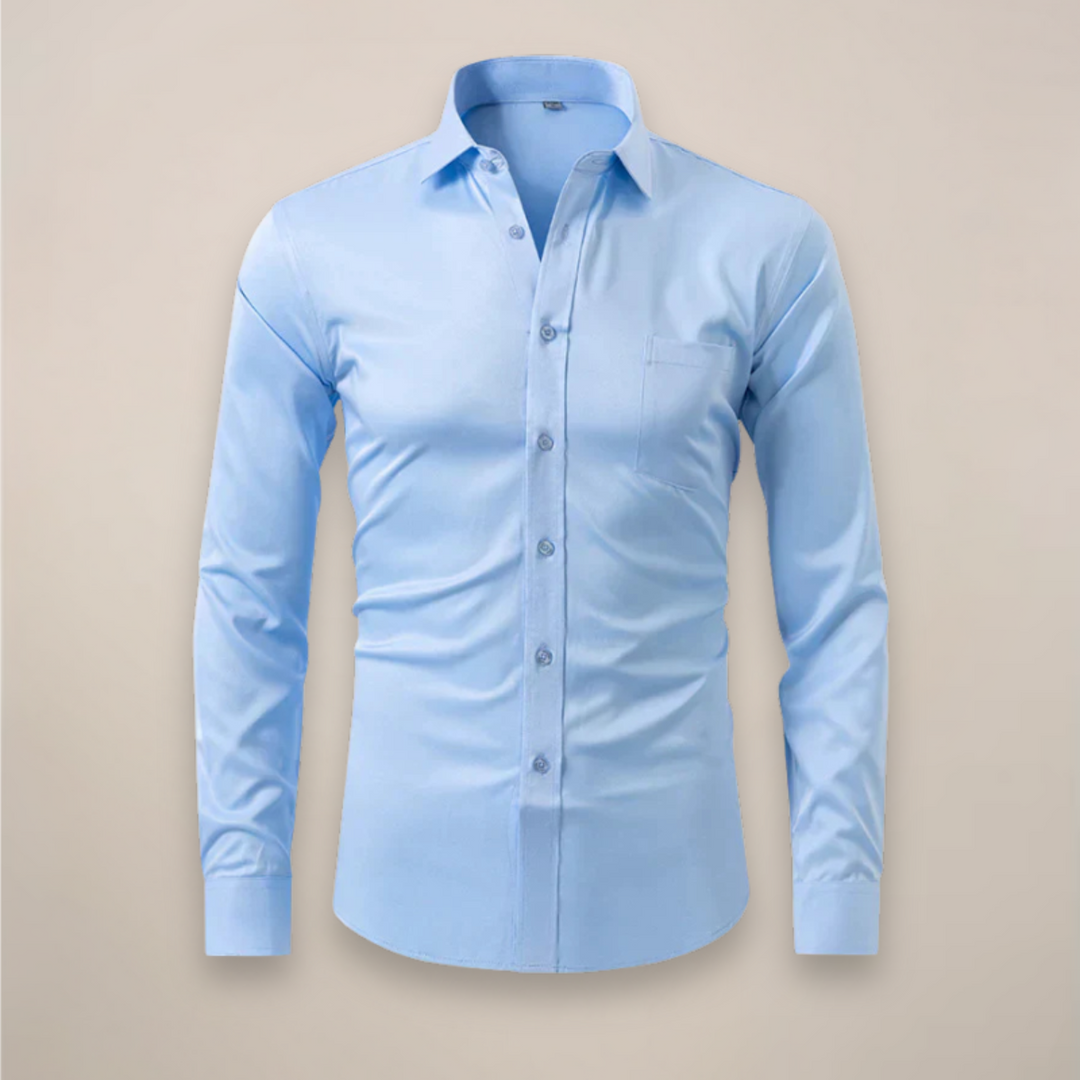 Men's long-sleeve work shirt, easy care, structured and comfortable for the office.