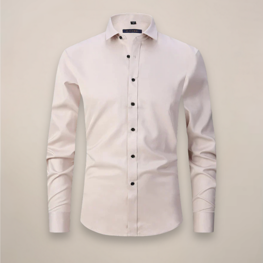 Men's long-sleeve structured shirt, easy care, wrinkle-free, essential for men's fashion.