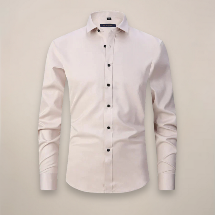 Men's long-sleeve structured shirt, easy care, wrinkle-free, essential for men's fashion.