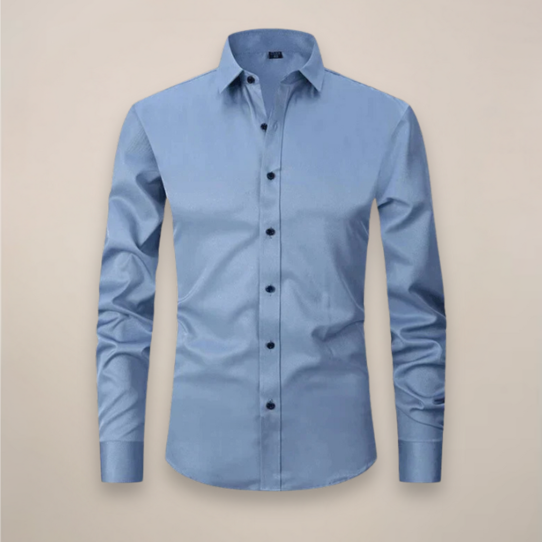 Versatile men's long-sleeve shirt, wrinkle-free fabric & structured silhouette for men.