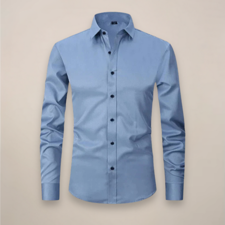 Versatile men's long-sleeve shirt, wrinkle-free fabric & structured silhouette for men.