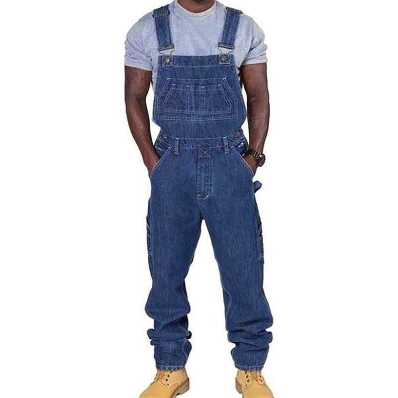 Men's loose fit work bib overalls with multiple pockets for durability & comfort. Ideal for outdoor workwear.