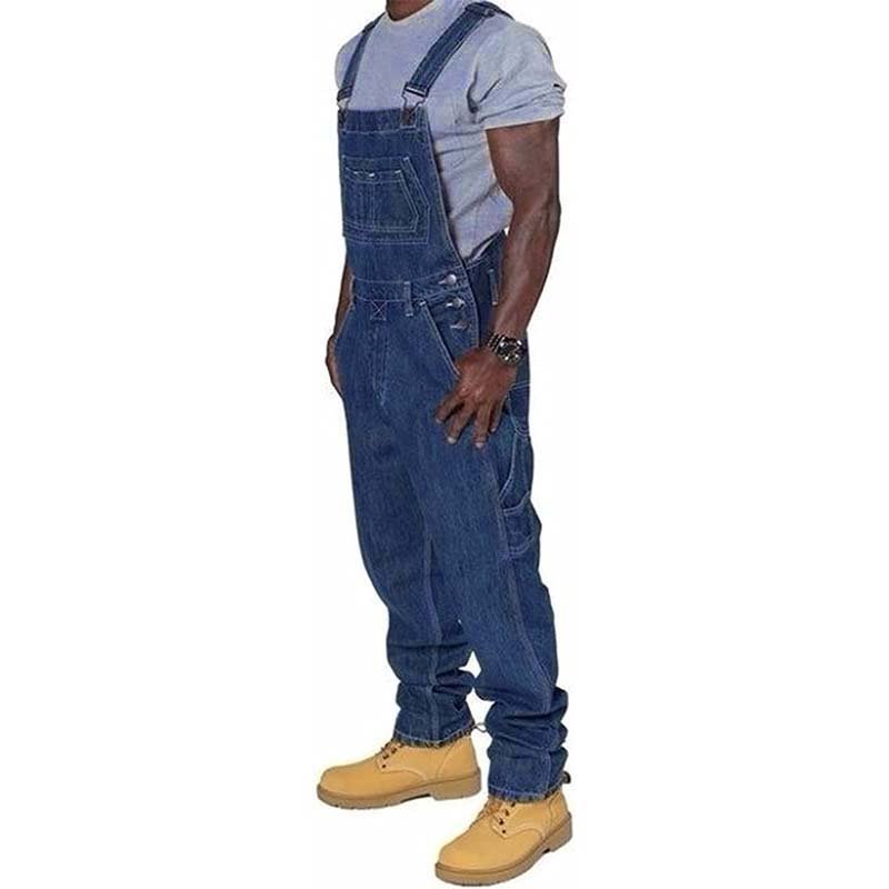 Men's durable workwear jumpsuit: loose fit bib overalls with multi-pockets for ultimate functionality & comfort.
