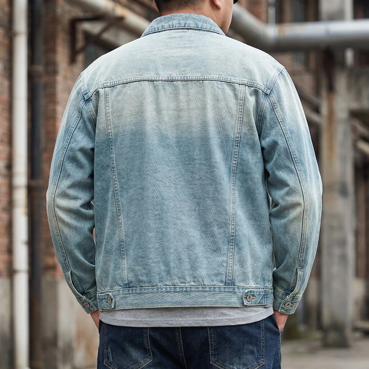 Men's loose fit zip-up casual jacket, ideal for streetwear and urban fashion layering.