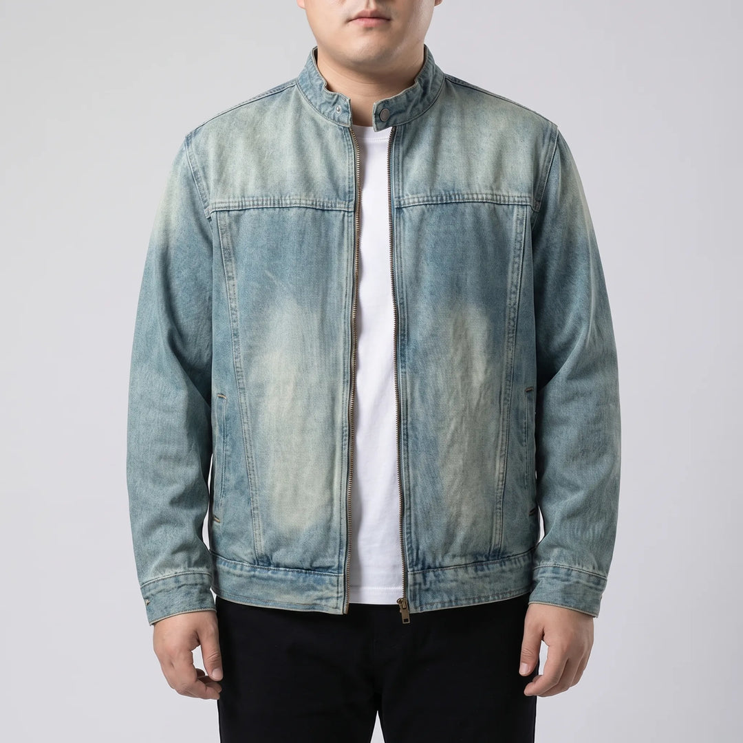 Versatile men's casual loose fit zip-up jacket for streetwear, suitable for big & tall sizes.