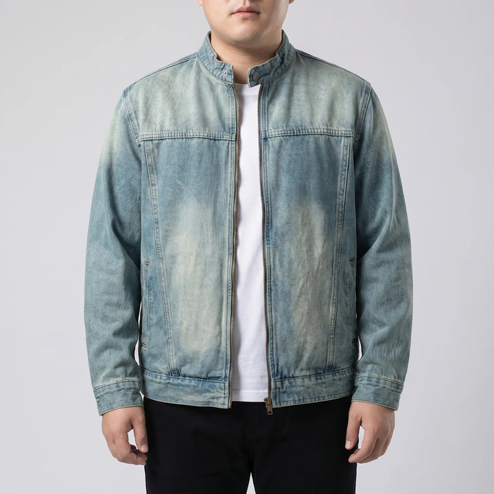Versatile men's casual loose fit zip-up jacket for streetwear, suitable for big & tall sizes.