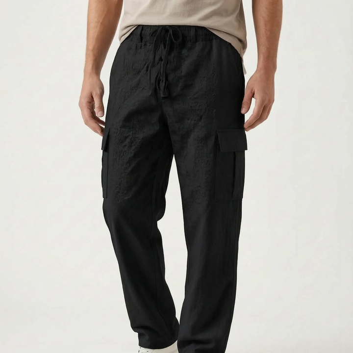 Relaxed men's loose straight leg cargo pants, designed for ultimate casual comfort and versatile styling.