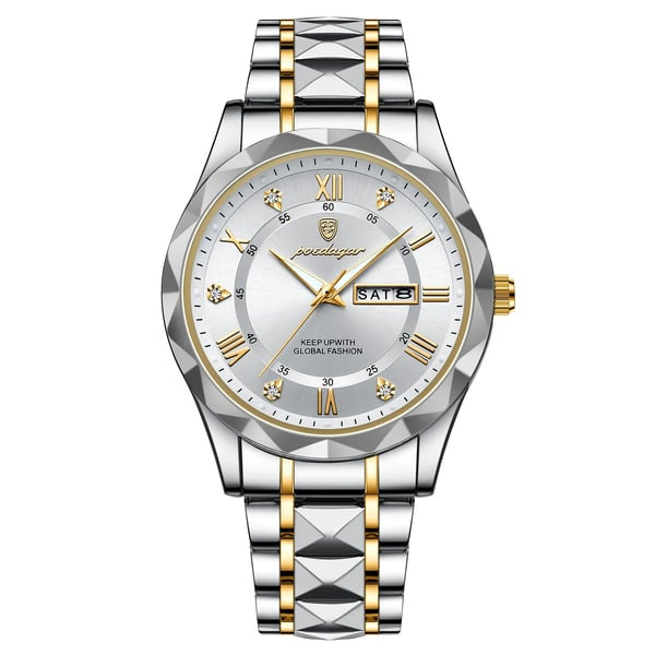 Shock-resistant men's luxury watch, waterproof and luminous, ideal for active lifestyles & elegance.