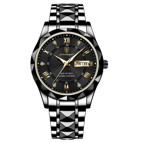 Versatile men's luxury watch, waterproof & luminous, showing the date, suitable for dress or daily wear.