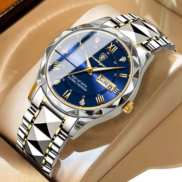 Waterproof men's elegant watch, featuring a luminous display, accurate date, and durable design.