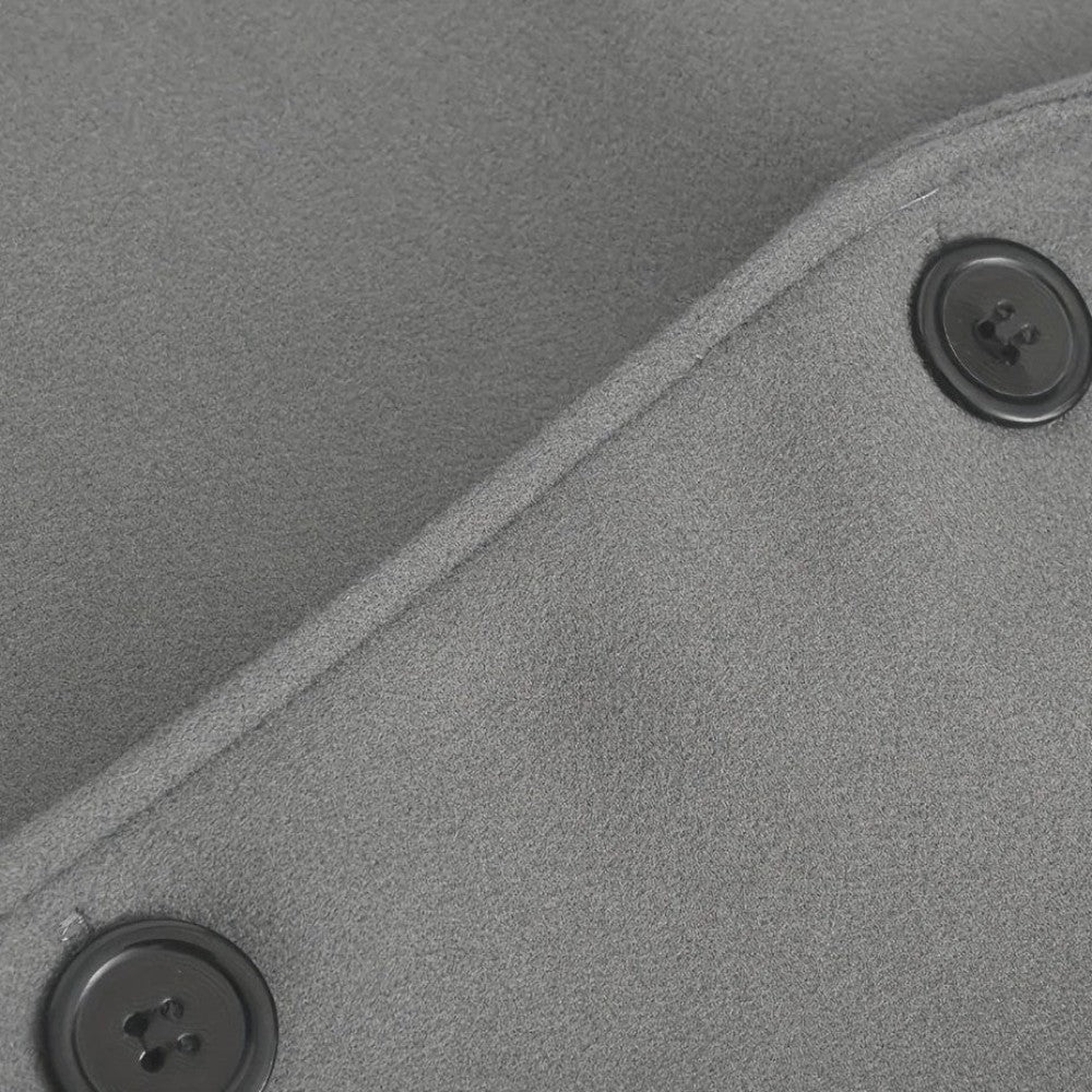 Modern men's minimalist winter coat with button closure, perfect for smart casual men's style.
