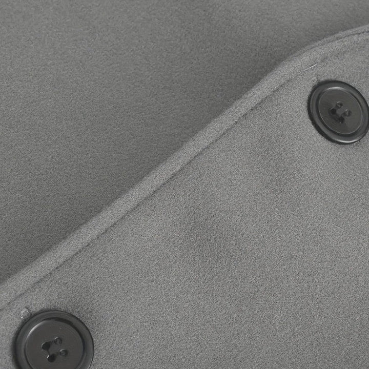 Modern men's minimalist winter coat with button closure, perfect for smart casual men's style.