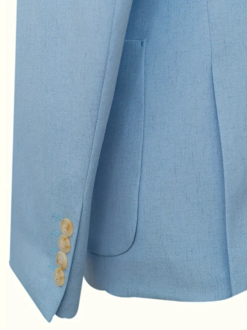 Professional men's flat collar suit. Versatile single-breasted design for business, wedding, and formal occasions.