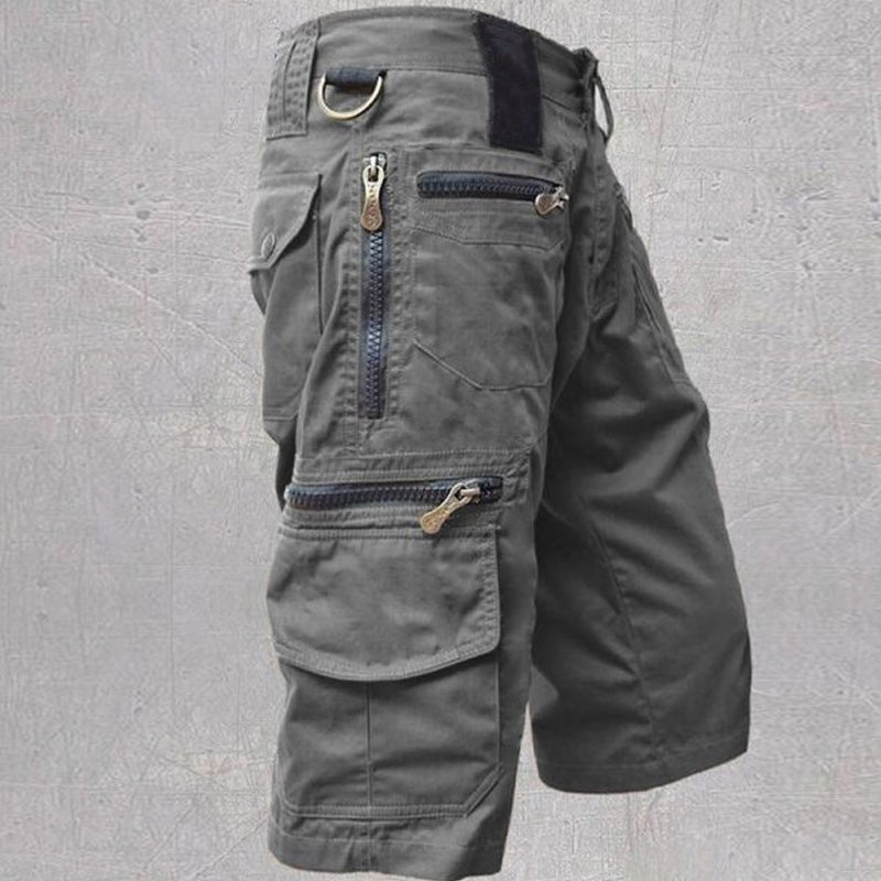 Comfortable men's cargo shorts for active everyday wear. Features multiple pockets & adjustable waist for summer casual.