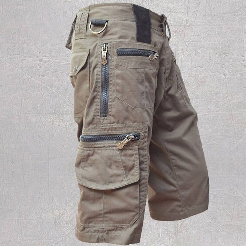 Stylish men's cargo shorts with ample pockets, perfect for travel & outdoor activities. Breathable fabric for summer comfort.