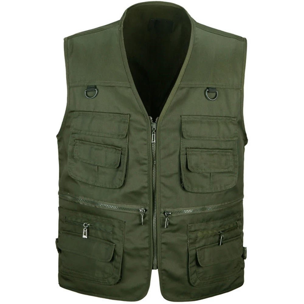 Men's utility vest for hiking & outdoor activities. Features numerous pockets for tools, maps, & adventure gear.