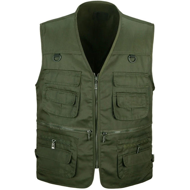 Men's utility vest for hiking & outdoor activities. Features numerous pockets for tools, maps, & adventure gear.