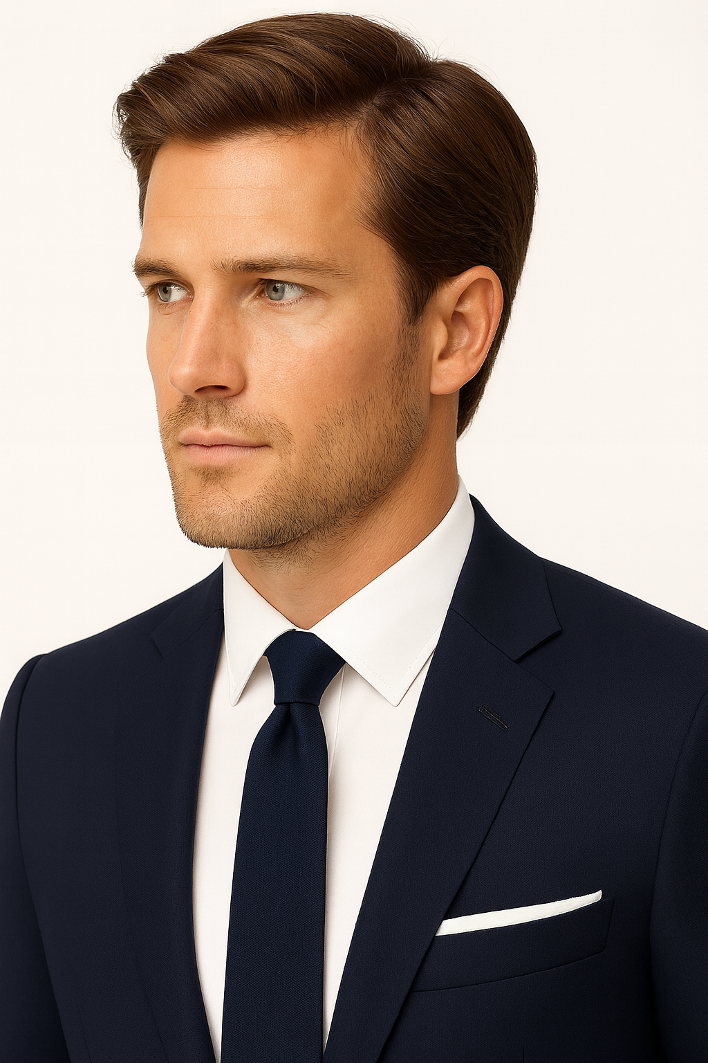 Stylish men's navy slim fit two-piece suit, ideal for weddings, business, or professional event attire.