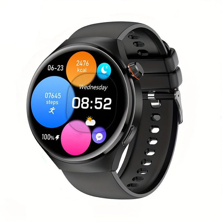Men's NFC smartwatch with fitness tracker & health monitor. Stylish digital watch for connectivity.