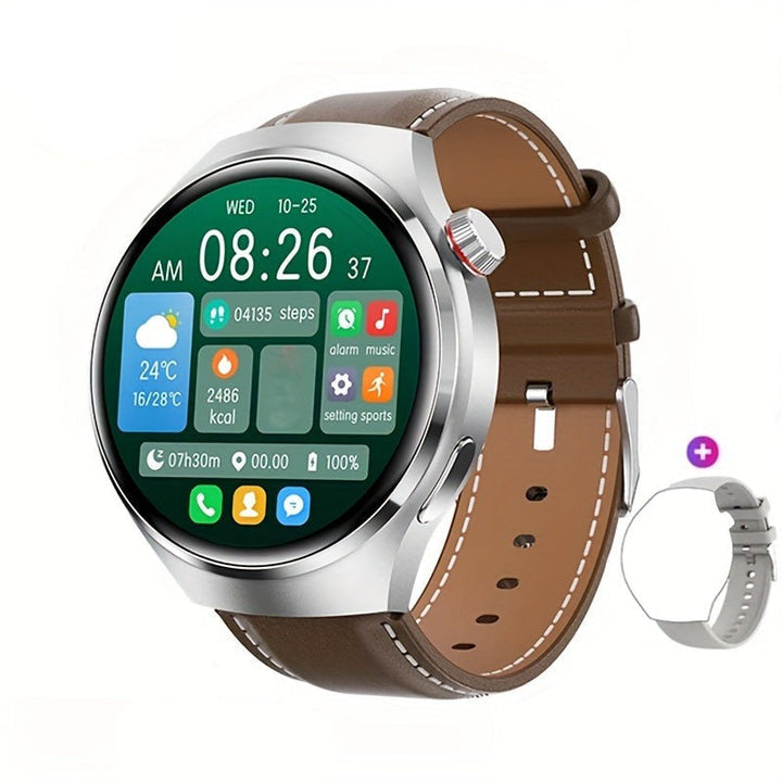 Men's smartwatch with integrated health monitor, GPS, and NFC connectivity for modern men.