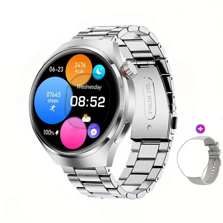 Versatile men's smartwatch: NFC, GPS, health monitor, and fitness tracker for ultimate connectivity.
