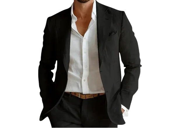 Men's open chest summer blazer, relaxed fit, perfect for warm days and smart casual events.
