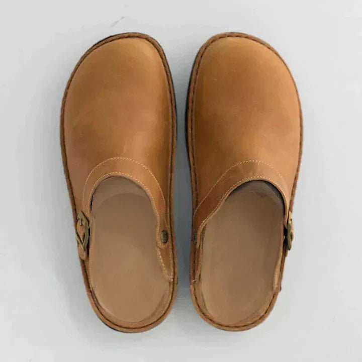 Black men's orthopedic clogs with arch support. Ergonomic design provides all-day comfort & reduces foot fatigue for work.