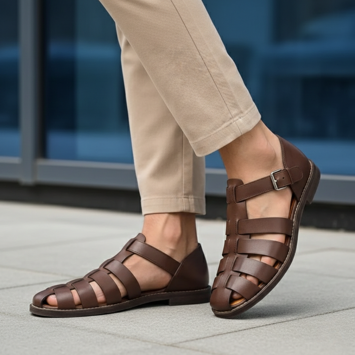 Breathable men's summer sandals, orthopedic design ensures comfortable all-day wear & healthy foot support.