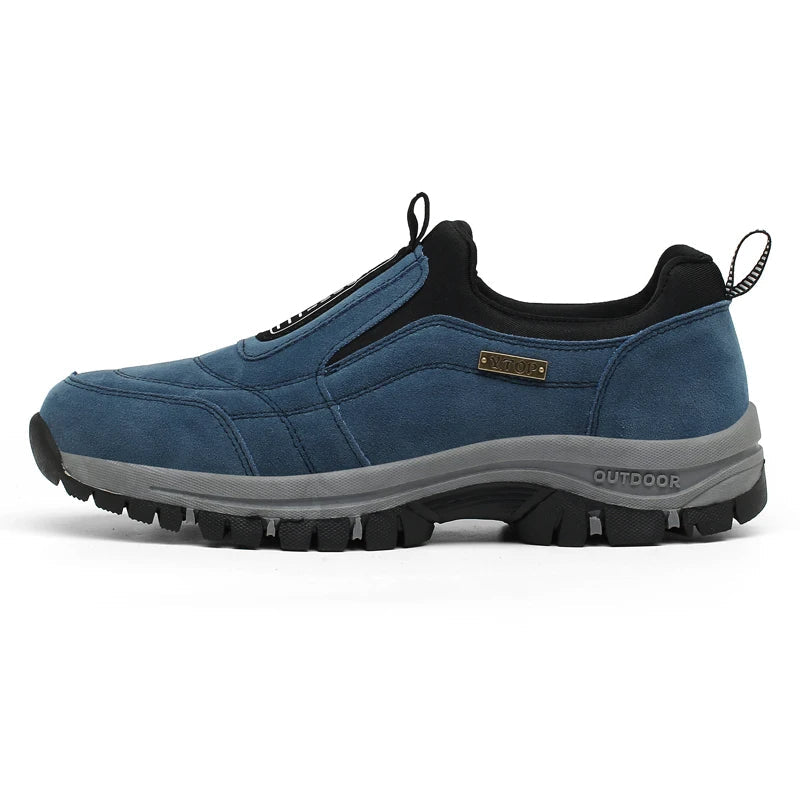 Men's orthopedic hiking shoes with strong arch support for trail comfort and pain relief. Ideal outdoor footwear.