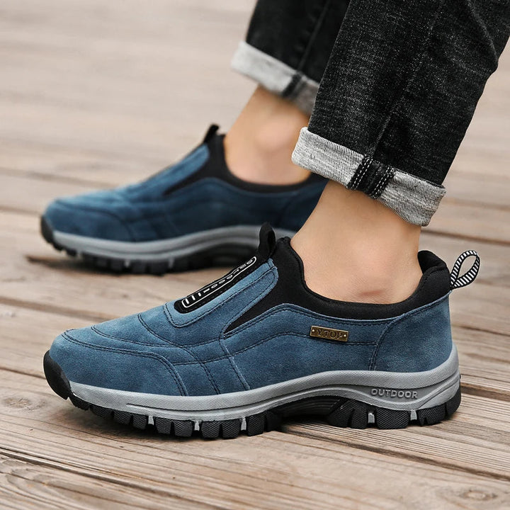 Durable men's orthopedic trail shoes, ideal for comfortable walking & hiking, offering superior arch support & pain relief.