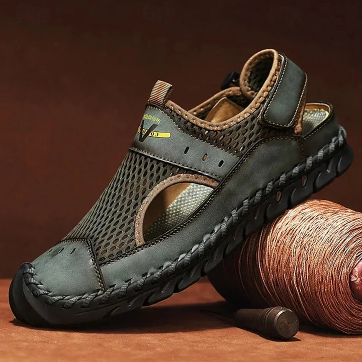 Comfortable men's walking sandals, orthopedic sport design with strong arch support for active summer days.