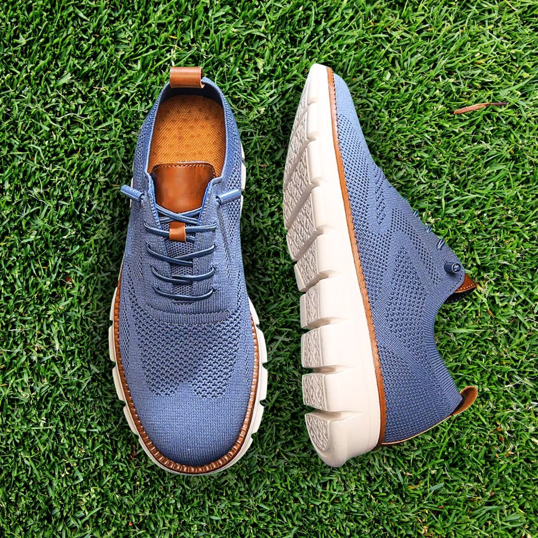 Men's durable walking shoes with wide toe design, offering slip resistance & support.