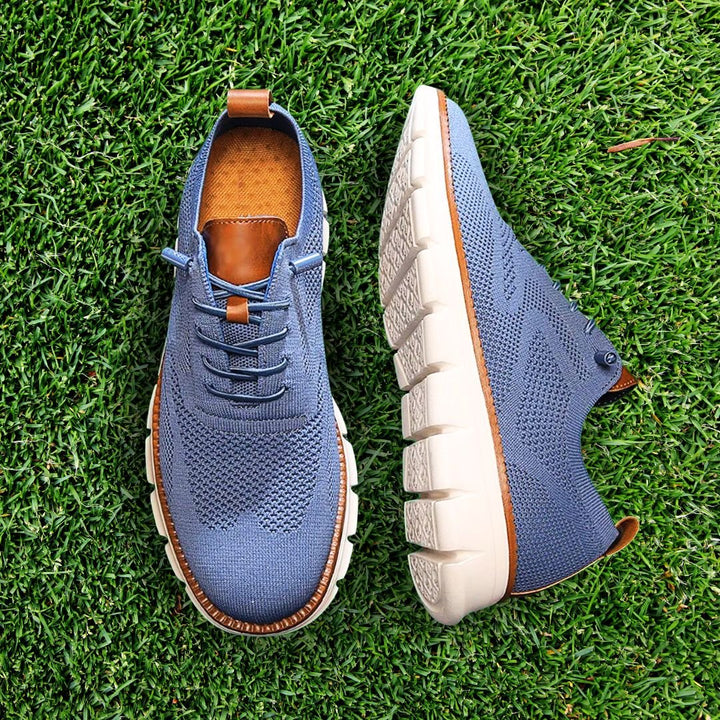 Men's durable walking shoes with wide toe design, offering slip resistance & support.
