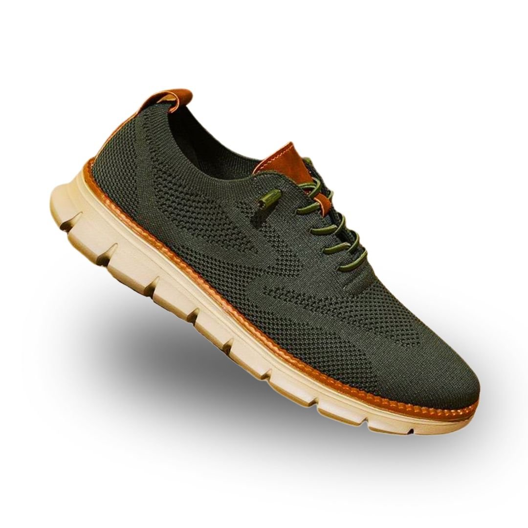 Orthopedic walking shoes for men, featuring arch support & a wide toe for comfort.