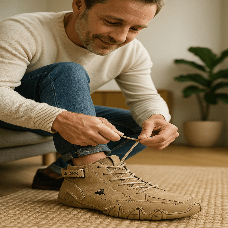 Durable men's waterproof walking shoes, orthopedic design for all-day comfort & support.