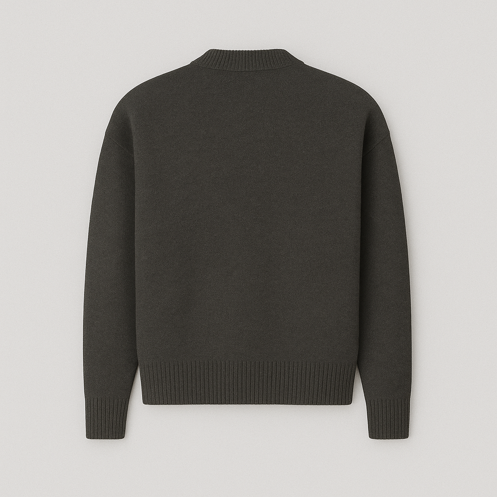 Men's oversized crew neck sweater featuring a charming heart motif, great for casual, comfortable wear.