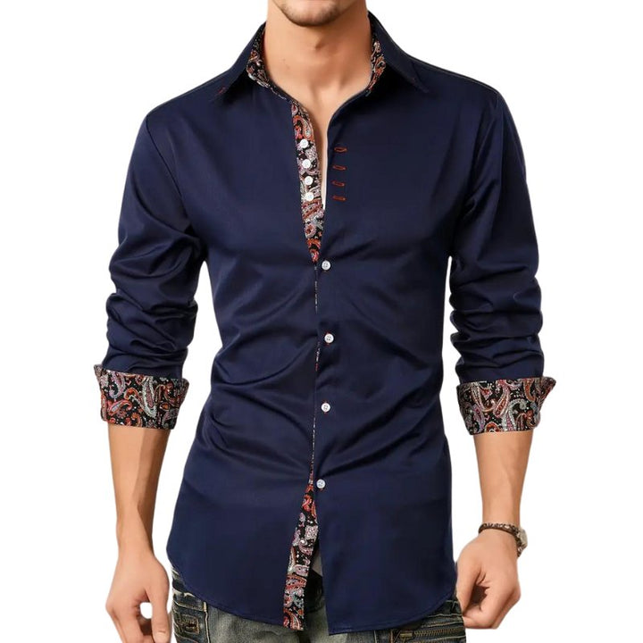 Sharp men's dress shirt: long sleeve, slim fit, all-over paisley pattern for a sophisticated style.