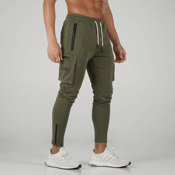 Men's casual wear joggers in black with secure pockets, offering comfort and style for active men.