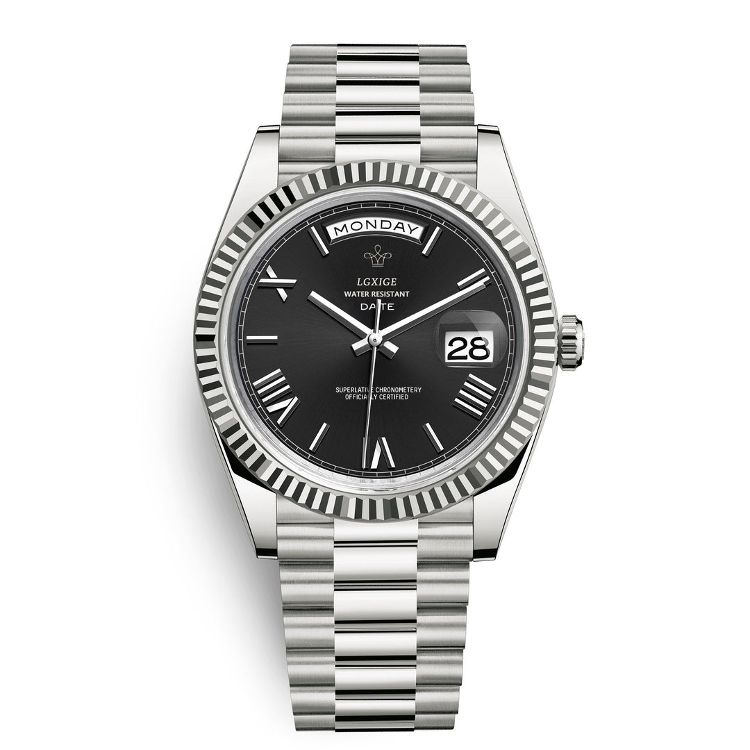 Sophisticated Men's Automatic Day-Date Watch, perfect dress watch for business or elegant occasions.
