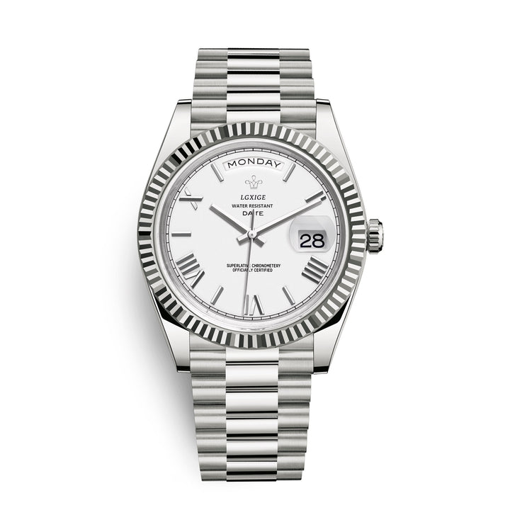 Elegant Men's Automatic Day-Date Watch, a classic self-winding wrist timepiece for sophisticated men.