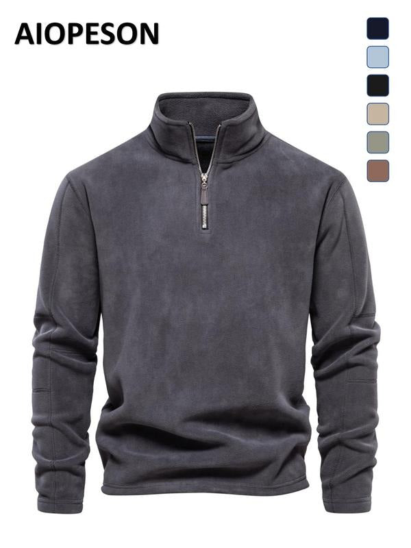 Stylish men's quarter zip fleece pullover in a premium soft fabric, ideal for smart casual wear & layering.