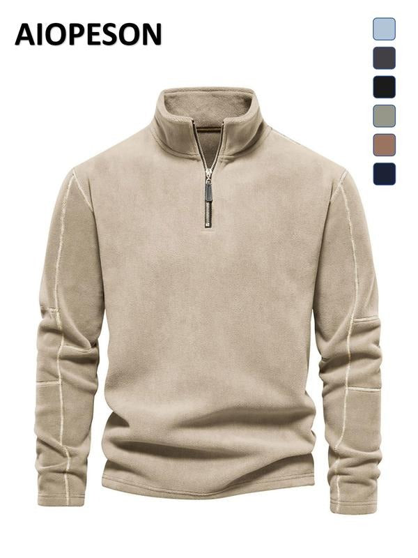 Cozy men's premium fleece quarter zip pullover, great for fall outfits, winter comfort, and everyday casual wear.