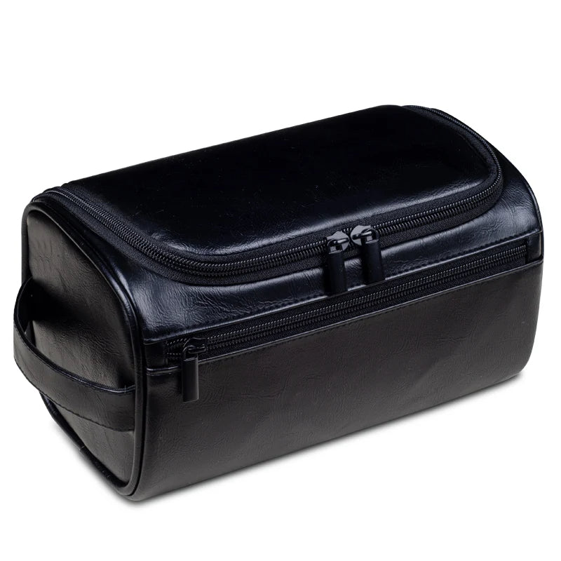 Compact men's weekend travel grooming kit. Waterproof toiletry bag, perfect for short trips & organization.