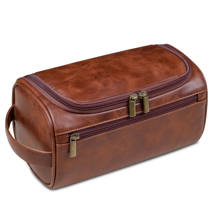 Luxury men's waterproof travel toiletry bag, a premium dopp kit designed for efficient grooming on the go.