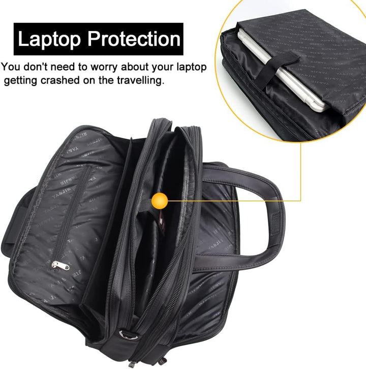 Organized men's canvas laptop tote bag, a professional briefcase for all business essentials.