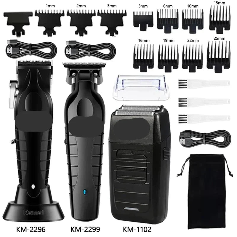 Men's professional electric hair clipper & shaver kit for precision beard trimming and home haircuts