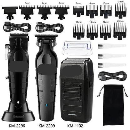 Men's professional electric hair clipper & shaver kit for precision beard trimming and home haircuts