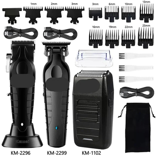 Men's professional electric hair clipper & shaver kit for precision beard trimming and home haircuts