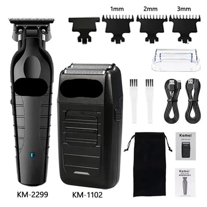 Hair cutting session using men's electric hair clipper for a neat and precise look