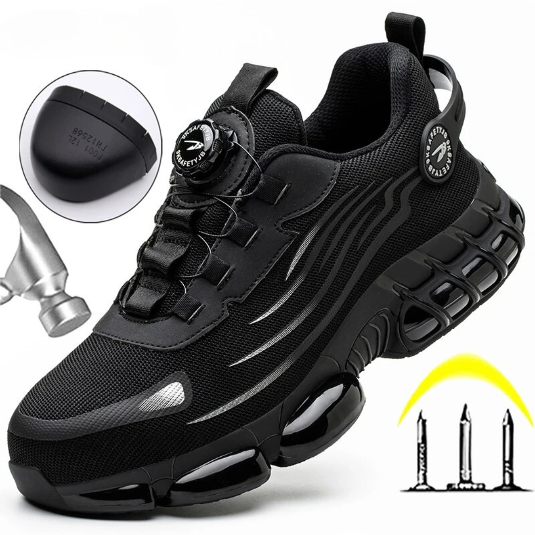 Comfortable men's safety shoes, lightweight with steel toe and puncture resistance for ultimate protection.